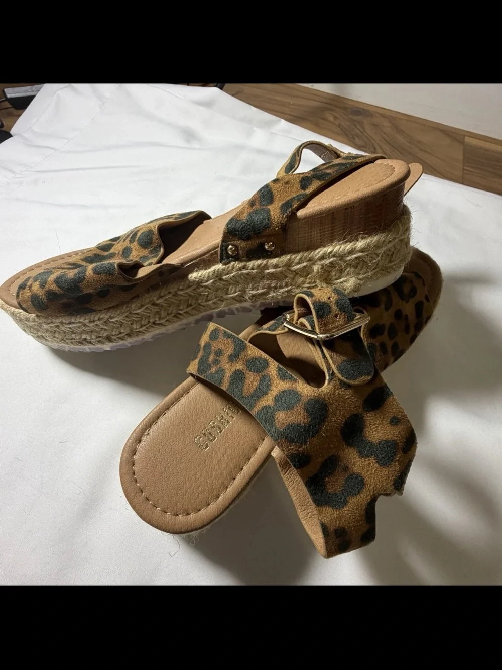 Leopard Print Bow Espadrille Sandals - Women
